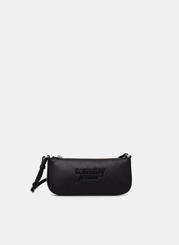 BORSA A SPALLA ESSENTIAL CON LOGO, BDS BLK, small