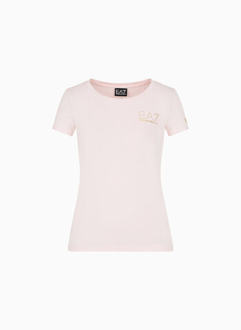 T-SHIRT CON LOGO STRASS, 1422 PINK, small