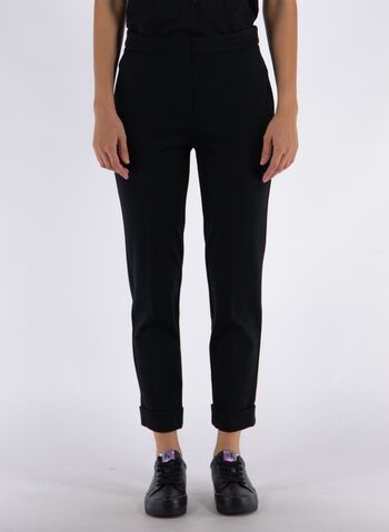 PANTALONE SLIM CHINO IN PUNTO MILANO, 053 BLK, small