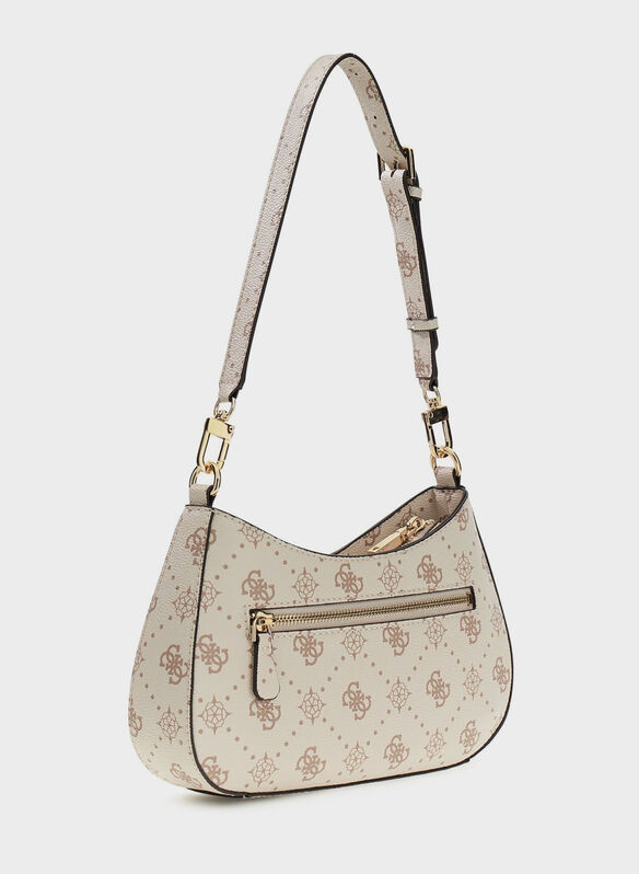 BORSA A SPALLA CON LOGO EMELIE, VNO VANIGLIA, medium
