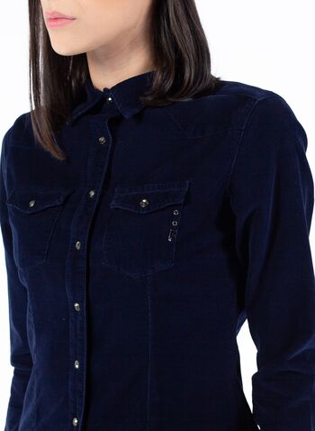 CAMICIA REGULAR IN VELLUTO MILLE RIGHE, 117DARK BLUE, small