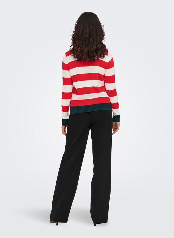 MAGLIONE DECO STRIPES CHRISTMAS, HIGH RISK RED RED, medium