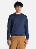 MAGLIONE GIROCOLLO IN COTONE, - DENIM, thumb