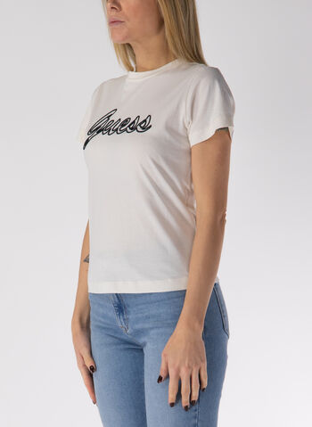 T-SHIRT GIROCOLLO A MANICHE CORTE, G1O6 PANNA, small