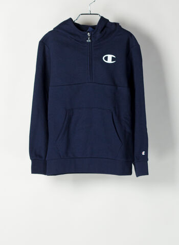 FELPA 1/2 ZIP CON CAPPUCCIO RAGAZZO, BS501NVY, small