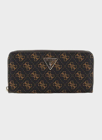 PORTAFOGLIO LAUREL CON LOGO ALL OVER, BNL BROWN, small