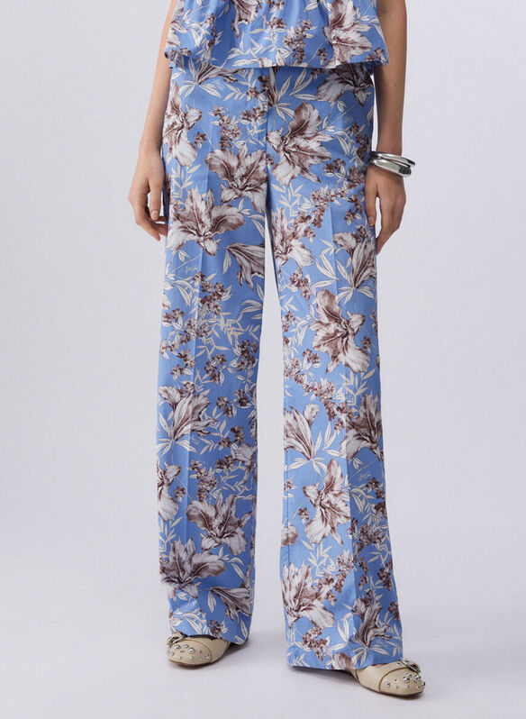 PANTALONE PALAZZO IN POPELINE, P9502 FANTASIA, medium