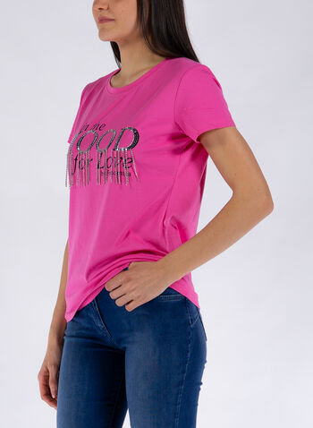 T-SHIRT REGULAR IN JERSEY CON STAMPA LETTERING, 226FUXIA, small