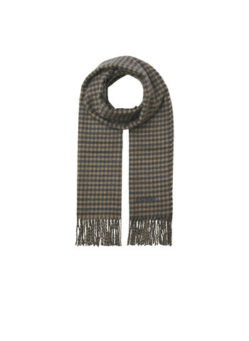 SCIARPA IN MAGLIA CON FRANGE, BLACK OYSTER, small