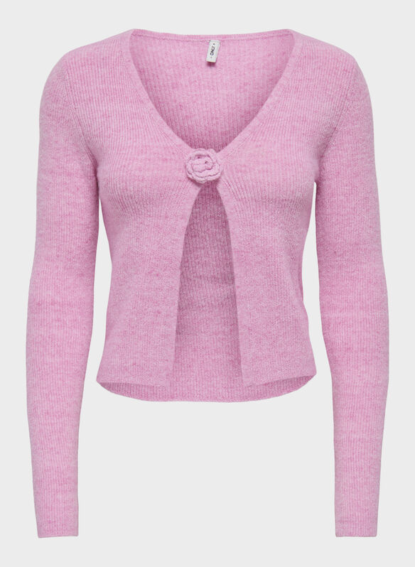 MAGLIONE CARDIGAN RICA, BEGONIA PINK, medium