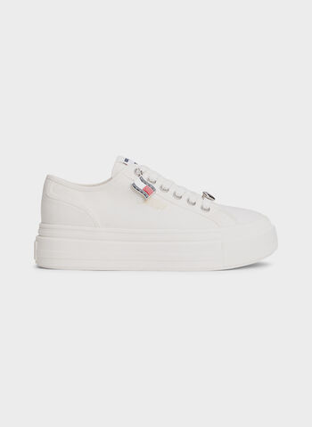 SCARPA IN TELA CON SUOLA ALTA E CHARM, YBL WHT, small