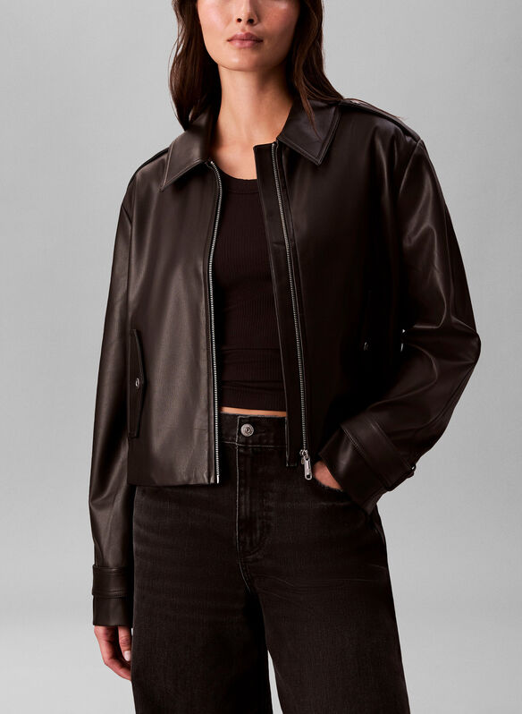 GIUBBOTTO STILE MOTOCICLISTA IN ECOPELLE, UB1 BLK, medium