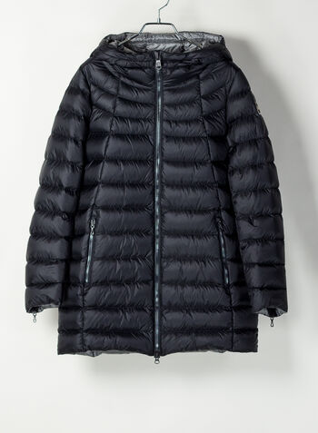 PIUMINO A TRAPEZIO CON CAPPUCCIO, 99BLK, small