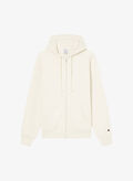FELPA FULL ZIP CON RICAMO LOGO, WW056 CREMA, thumb