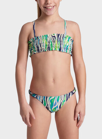 COSTUME BIKINI A FASCIA WATER PRINT MULTISTAMPA RAGAZZA, 601 ZEBRA, small