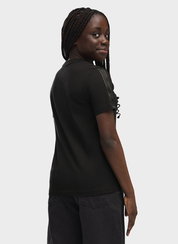 T-SHIRT ESSENTIAL TAPE GLITTER RAGAZZA, 01 BLK, medium