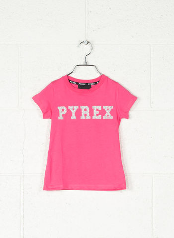 T-SHIRT  LOGO GLITTER BAMBINA, 044FUXIA, small