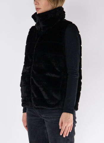 GILET PELLICCIA SINTETICA RIGATA, N BLK, small