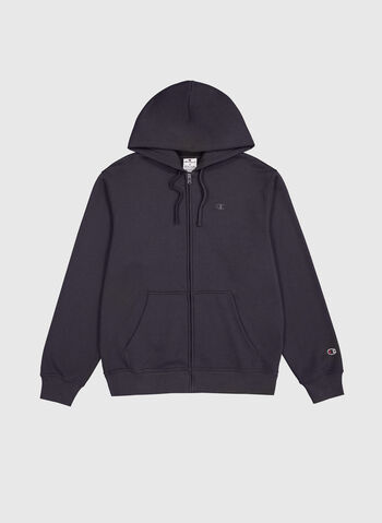 FELPA FULL ZIP CON RICAMO LOGO, ANTRACITE, small