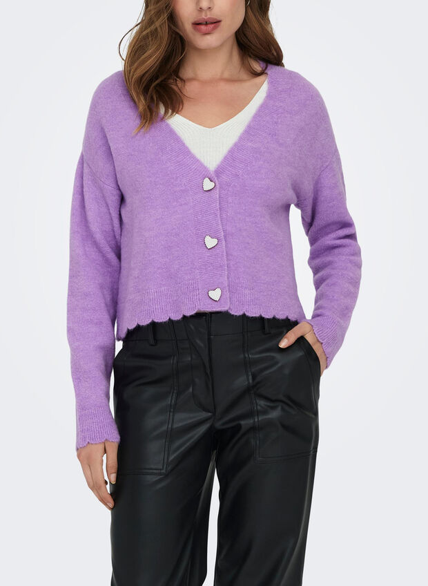 CARDIGAN ROSITTA BOTTONI HEART, LAVENDULA, large