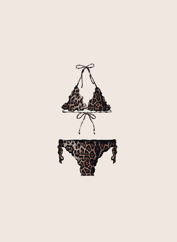 COSTUME BIKINI TRIANGOLO E SLIP REGOLABILE RAGAZZA, X01 ANIMALIER, large