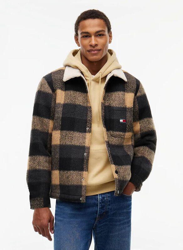 GIACCA TEDDY CHECK COLLAR, 0MI BLKCREAM, medium