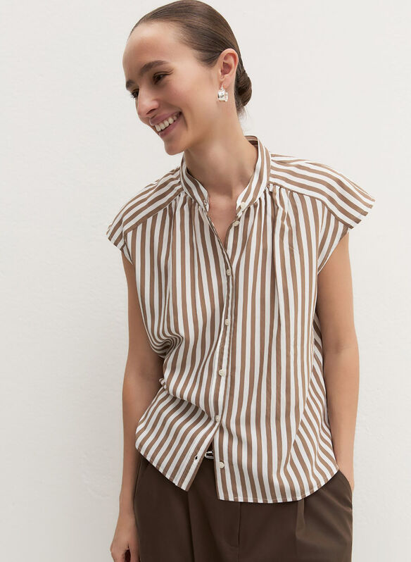 CAMICIA SAIO RIGATA, 008 CAMMELLO BURRO, medium