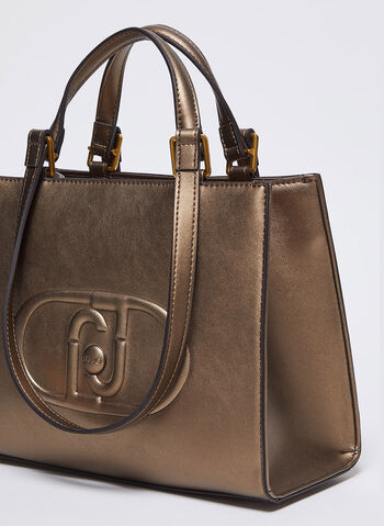 BORSA SHOPPING CON LOGO, 04000 BRONZO, small