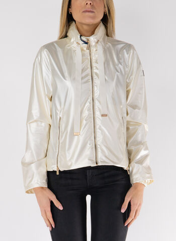 GIACCA IN LAMINATO A COLLO ALTO, 0157 AVORIO, small