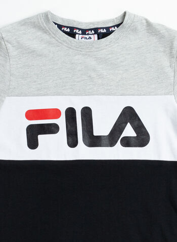 T-SHIRT TRICOLORE LOGO RAGAZZO, I85BLKWHTGREY, small