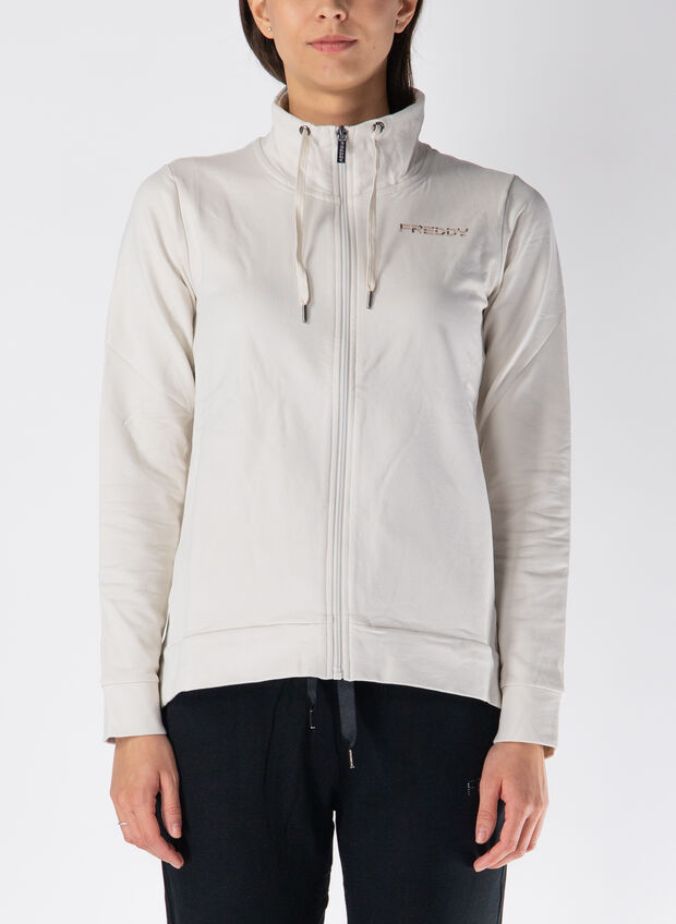 FELPA CON COLLO ALTO, ZFLO74 PANNA, large