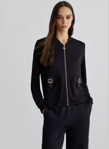 FELPA FULL ZIP CON FIBBIA STRASS, C3472 BLKCIPRIA, small