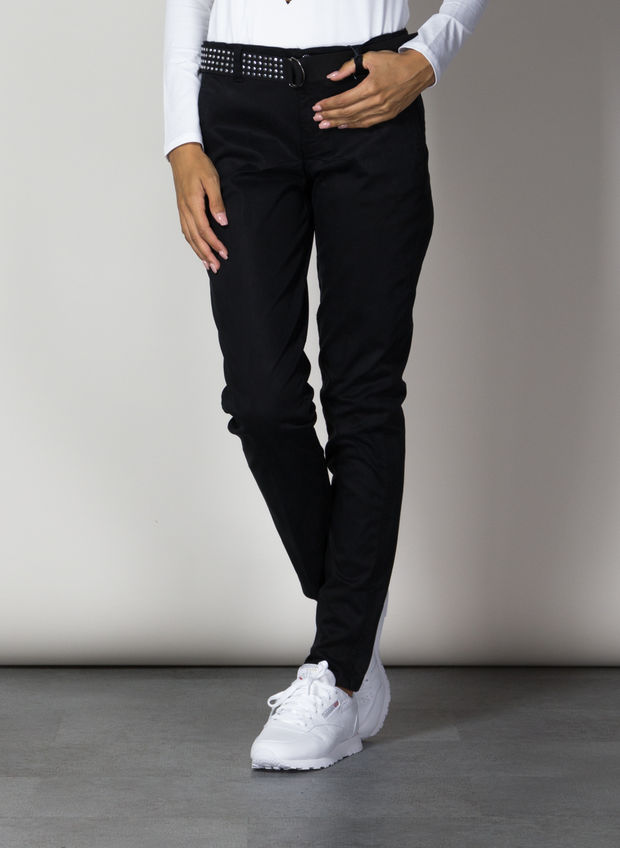 GUESS PANTALONE CHINO CINTURA BORCHIE Nero Donna | Sport85