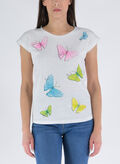 T-SHIRT CON STAMPA FARFALLE, 0107 GESSO, thumb