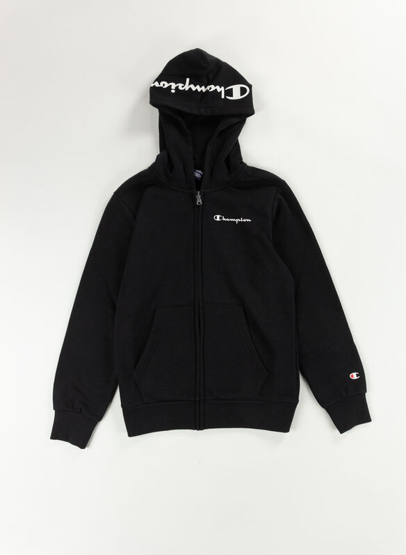 FELPA FULL ZIP AMERICAN TAPE CON CAPPUCCIO RAGAZZO, KK001 BLK, medium