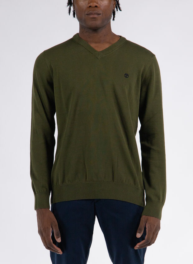 MAGLIONE COLLO A V, 302 OLIVE, large
