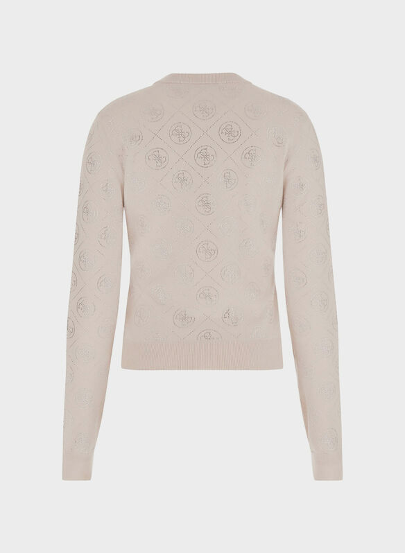 MAGLIONE CON STRASS 4G, G9B8 NOCCIOLA, medium