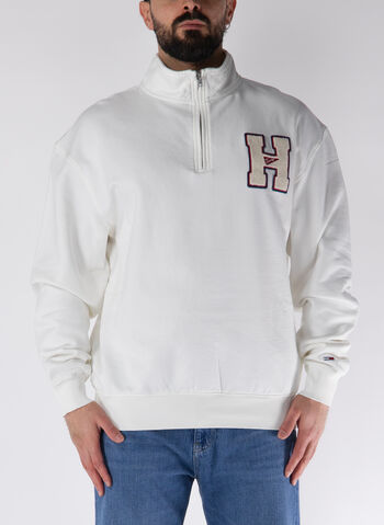 FELPA 1/2 ZIP CON PATCH H, YAC WHT, small