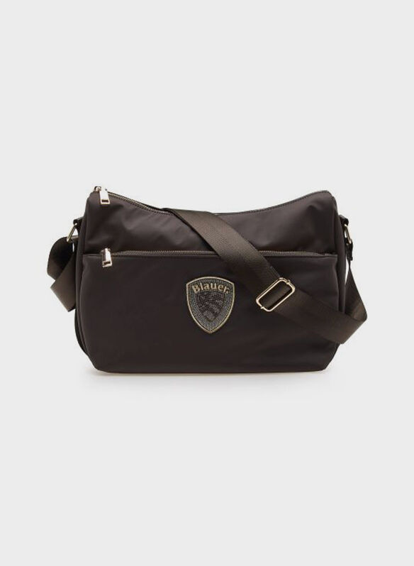 BORSA TRACOLLA IN NYLON TECNICO POE01, DKB BROWN, medium