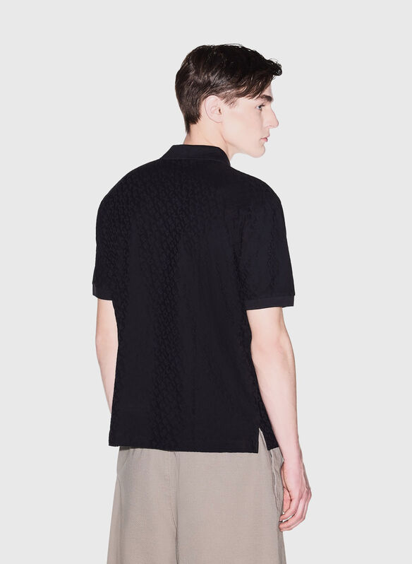 POLO JACQUARD IN COTONE MERCERIZZATO, UC001 BLK, medium