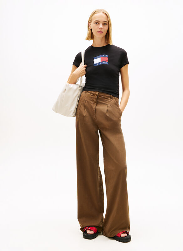 T-SHIRT CON BANDIERINA ONDULATA, BDS BLK, medium