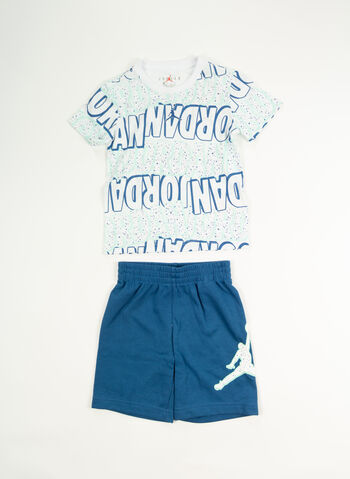 COMPLETO T-SHIRT+ SHORTS JORDAN PLAY BAMBINO, U1R BLUE, small