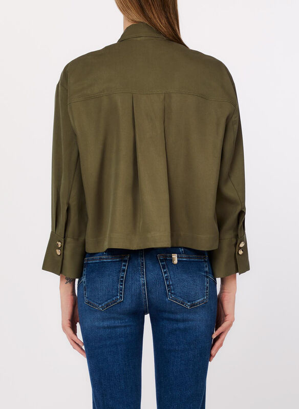 CAMICIA MANICA 3/4 DOPPIA TASCA, X0766 OLIVA, medium