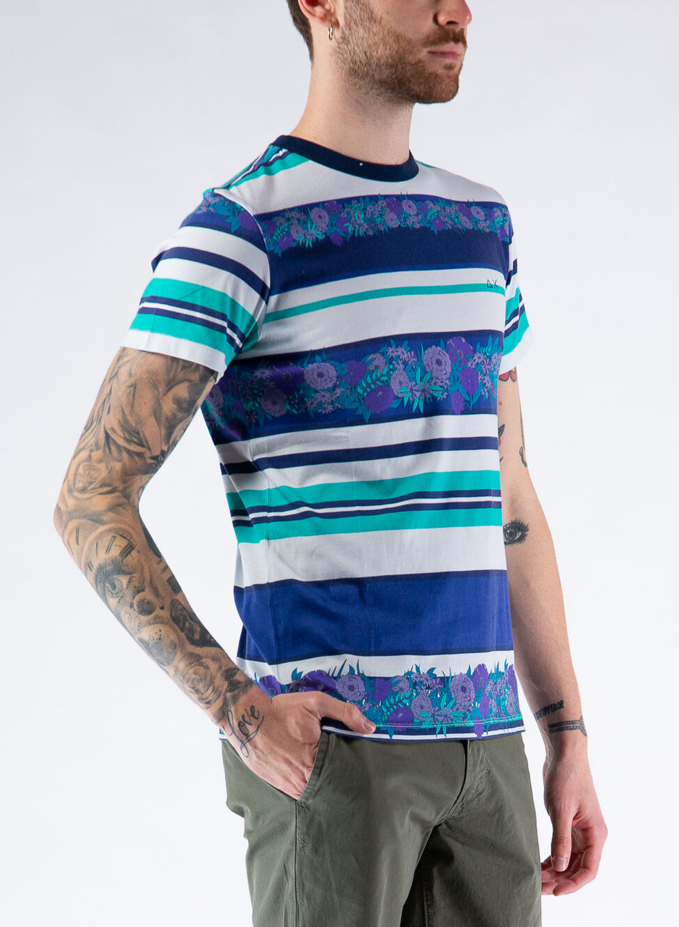Sun68 T-shirt blu navy a maniche lunghe con stampa Peanuts T45310BN