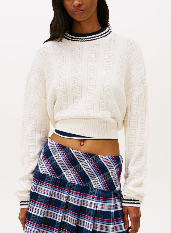 MALGIONE IN MAGLIA INTRECCIATA, YBH PANNA, medium