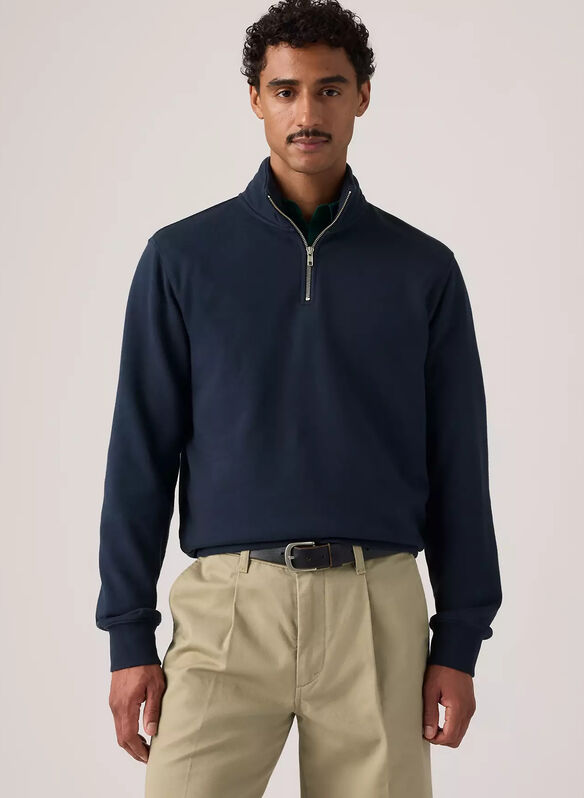 FELPA 1/2 ZIP LOGO TONAL, 0017 NVY, medium