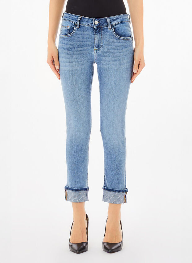 JEANS MONROE RISVOLTO STRASS, 78757 STONE, large