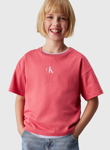 T-SHIRT GIROCOLLO A MANICHE CORTE RAGAZZA, , small