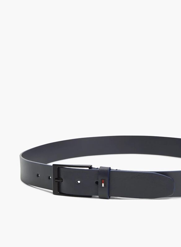 CINTURA IN PELLE CON BANDIERINA SMALTATA, DW6 NVY, medium