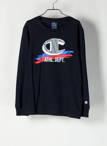 T-SHIRT MANICHE LUNGHE CON LOGO RAGAZZO, KK001BLK, small